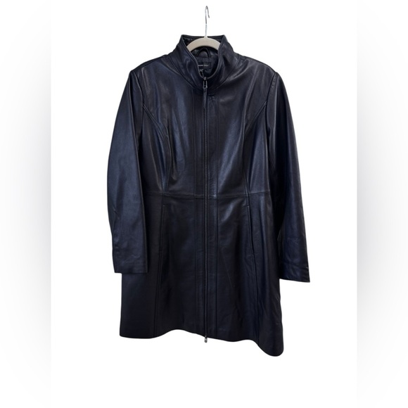 NWT Katherine Kelly Genuine Lamb Leather Zip front Jacket Size Large Black - Picture 5 of 7